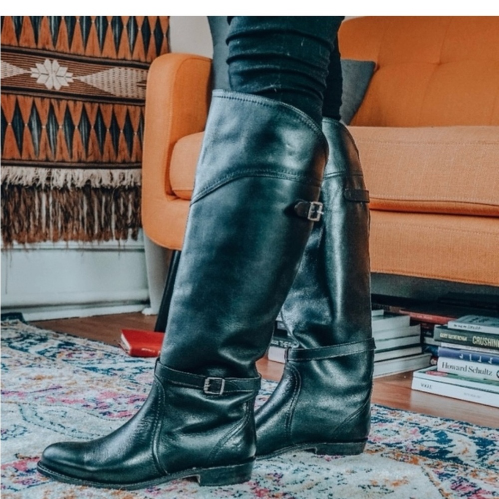 Frye Black Leather Dorado Riding boot